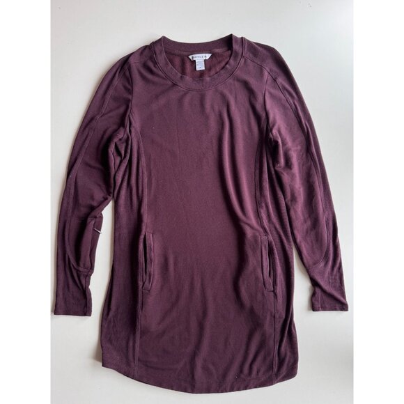 ATHLETA Balance Spiced Cabernet Purple Tencel Jersey Sweatshirt Dress, Size M - Picture 3 of 14